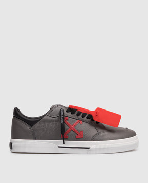 Off-White Сірі шкіряні кросівки Vulcanized OMIA293S26LEA001