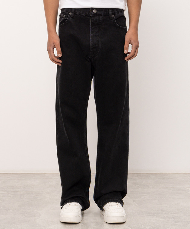 Off-White Черные джинсы с принтом Half Arrow 44MYA18JF26D00E изображение 3