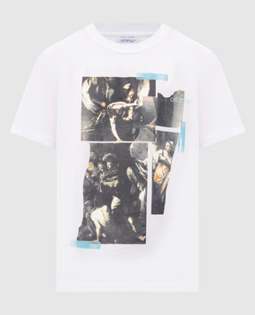 Off-White Белая футболка Tape Mercy с принтом 44MAA16MF26J00I