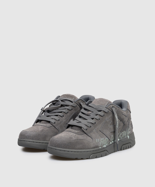 Off-White Серые замшевые кроссовки Out Of Office OMIA189S26LEA006 изображение 2