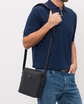 Stefano Ricci Синя шкіряна сумка з емблемою з рутенієвим покриттям ND155GTUVD