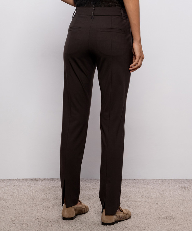 Brunello Cucinelli Коричневі штани з вовною з ланцюжком моніль M0W07P8584 зображення 4