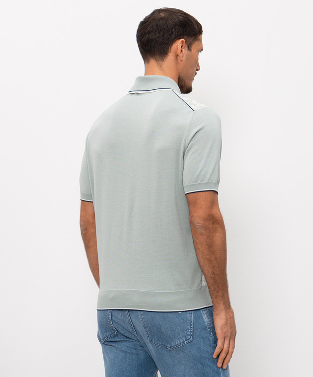 Stefano Ricci Зеленое поло с шелком с эмблемой в виде головы орла K616462P40F26224 изображение 4