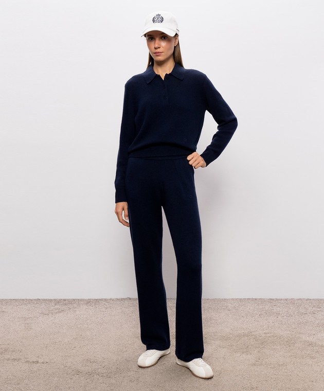 Sporty & Rich Синее поло из кашемира и шерсти WS07485327BL106 изображение 2