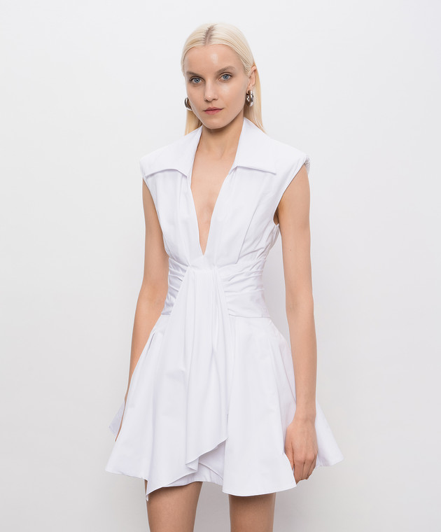 Balmain Белое платье с драпировкой GF0R5181CB09 изображение 3