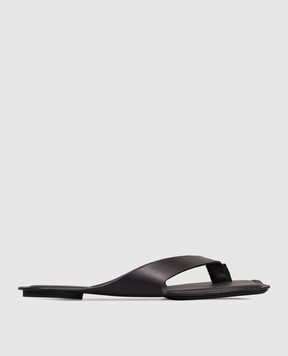 Maison Margiela MM6 Черные кожаные шлепанцы S66WP0119P7702