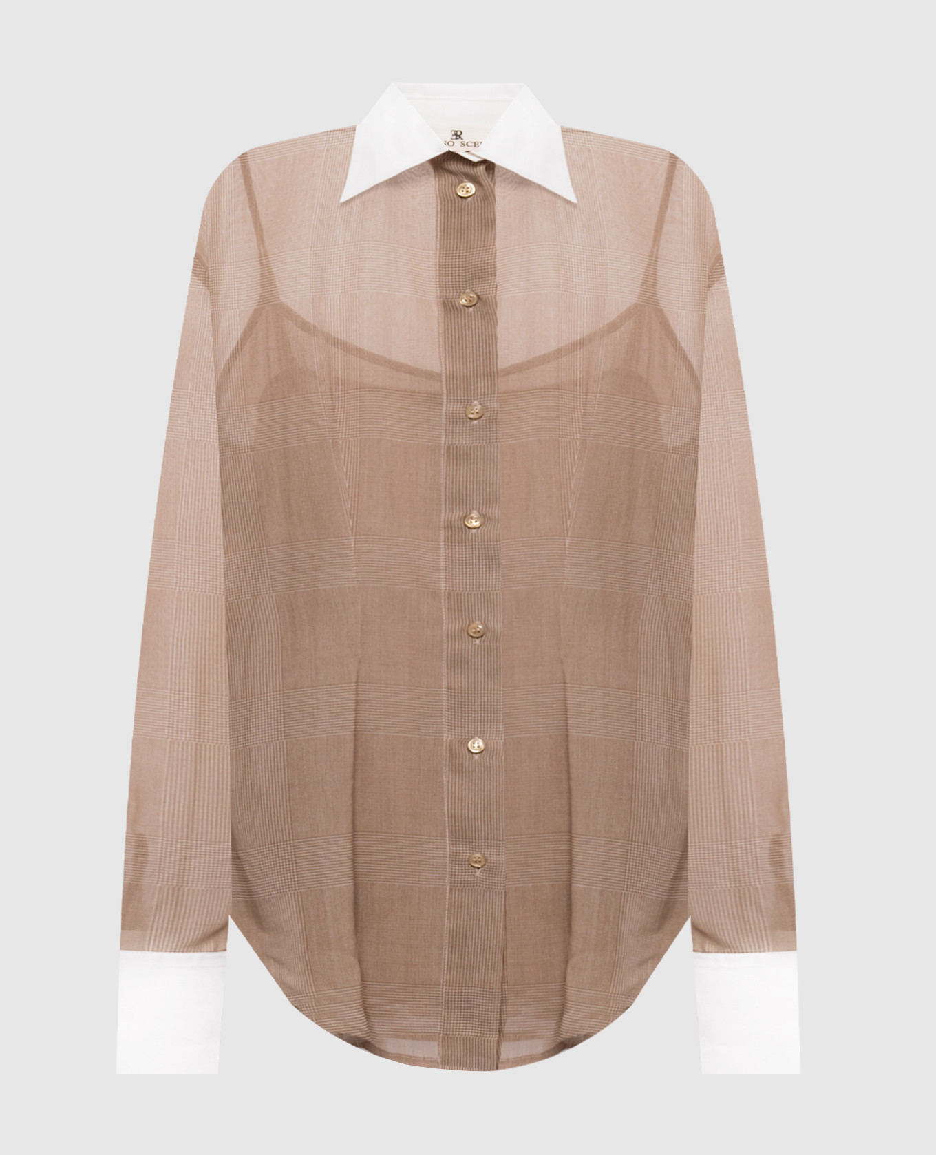 Коричневий комплект з блузи та топа