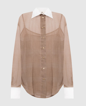 Ermanno Scervino Коричневый комплект из блузы и топа D482K759CSWJV