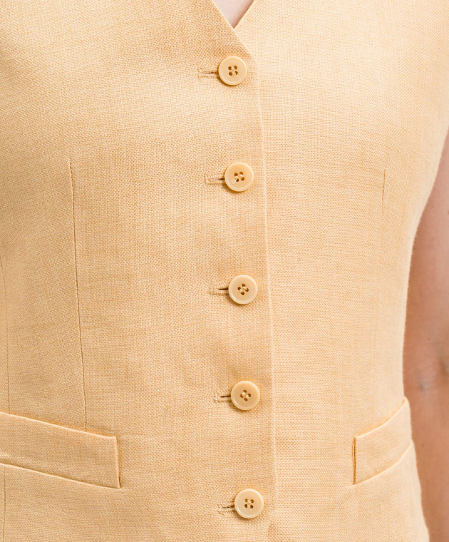 Max Mara Weekend Желтый жилет PACE из льна WKDPACE изображение 5