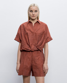 Brunello Cucinelli Терракотовая рубашка в узор MQ988MX626