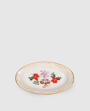 Bitossi Home Белая фарфоровая овальная тарелка Flower Bow FTB02101