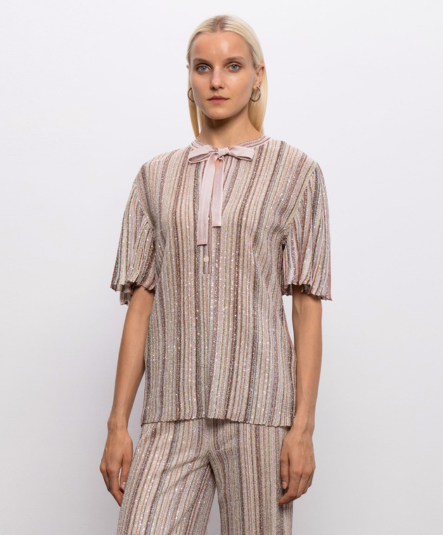Missoni Бежевый топ с пайетками DS26WN18BK01J8 изображение 3