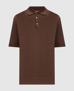 ISAIA Коричневое поло из льна и шелка MG8361Y0508