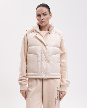Sporty & Rich Пуховой жилет цвета айвори с принтом логотипа OW06282315CR12