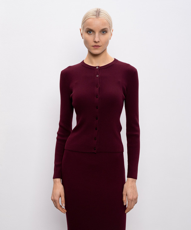 Max Mara Weekend Бордовий кардиган WKDESULE в рубчик WKDESULE зображення 3