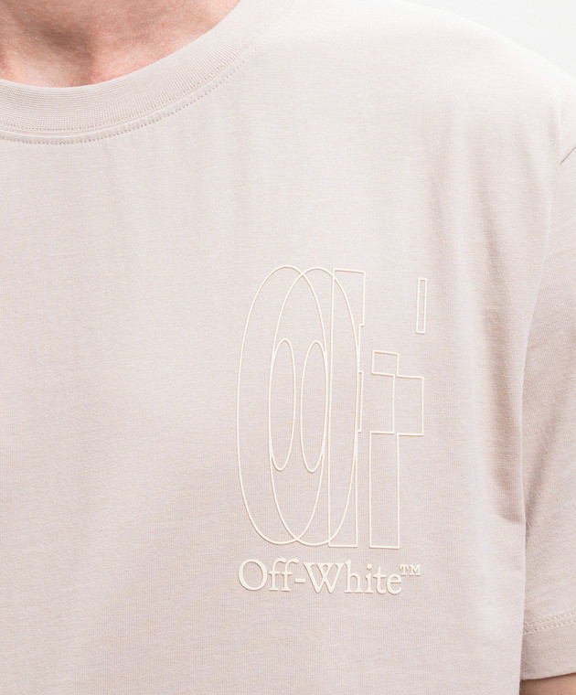 Off-White Бежева футболка Outline Double Arrow 44MAA027S26J003 зображення 5