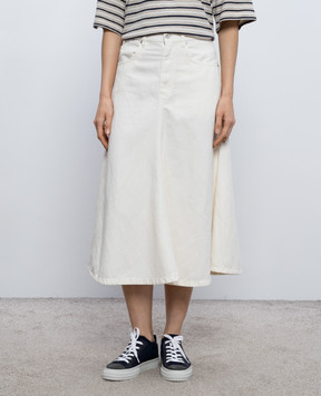 Brunello Cucinelli Джинсова спідниця кольору айворі з льоном ML996G4009