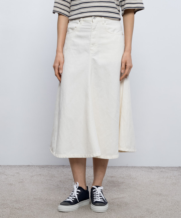 Brunello Cucinelli Джинсова спідниця кольору айворі з льоном ML996G4009 зображення 3