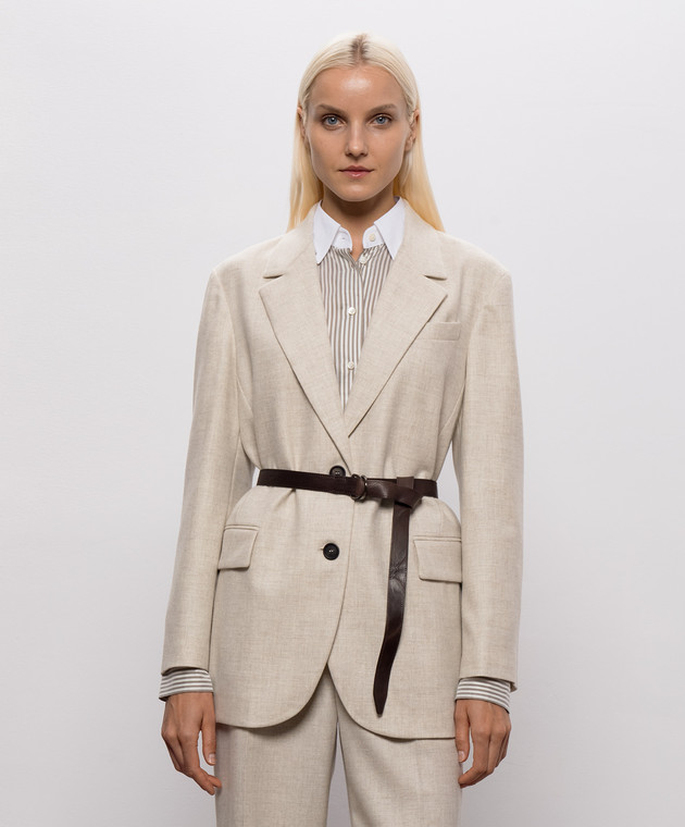 Brunello Cucinelli Бежевый жакет из шерсти и кашемира MB1627645 изображение 3