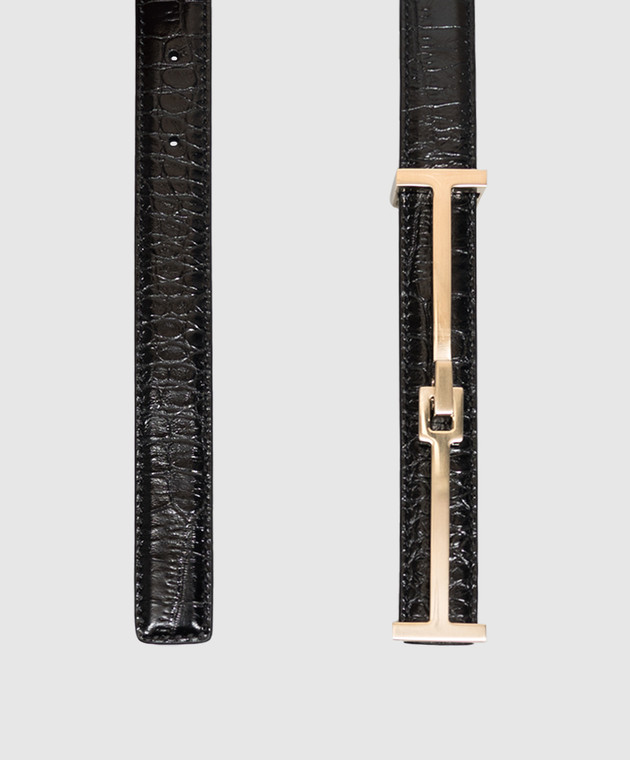Tom Ford Черный кожаный ремень с тиснением под кожу крокодила WB354LCL632V изображение 3