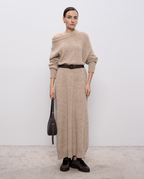 Demiur Бежевое платье макси с шерстью альпаки и кашемиром TIFF302