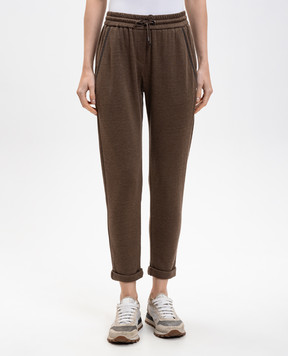 Brunello Cucinelli Коричневі спортивні штани з ланцюжком моніль MD828SB899