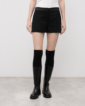 Twinset Черные шорты с шерстью с логотипом 252TT2125