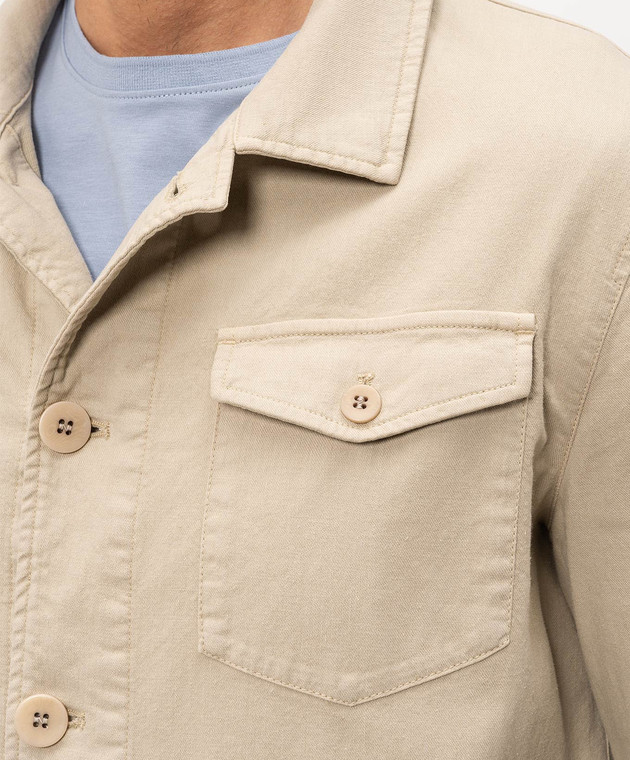 Florentino Бежевая куртка с леном в стиле рубашки 126347613724 изображение 4