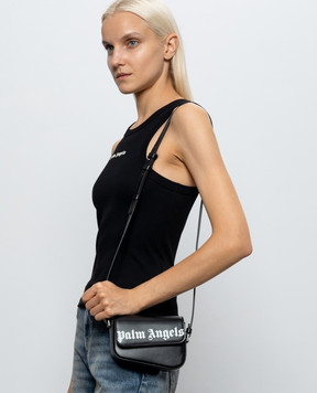 Palm Angels Черная кожаная сумка кросс-боди с принтом логотипа PAWNN002LT001