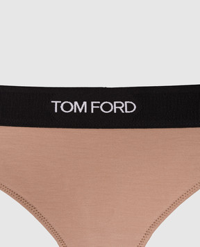 Tom Ford Бежевые трусики-тонг с узором логотипа KNJ009JEX011