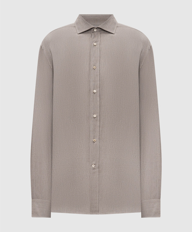 Brunello Cucinelli Серая рубашка в узор MY6370627