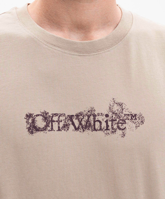 Off-White Бежева футболка Heraldic Arrow 44MAA027S26J008 зображення 5