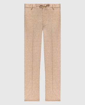 Stefano Ricci Бежеві штани з льону, вовни і шовку M1T8000016B127HA