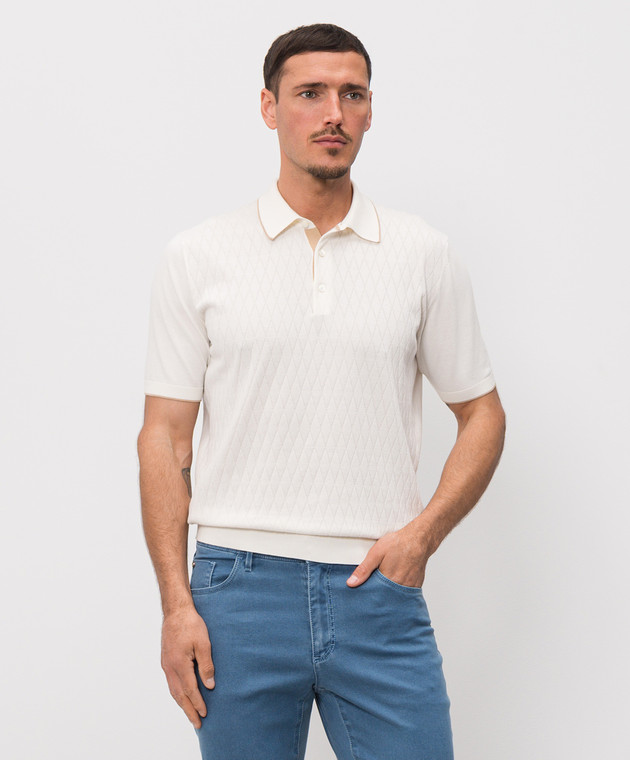 Castangia dal 1850 Поло цвета айвори в узор Q811839HSWS26 изображение 3