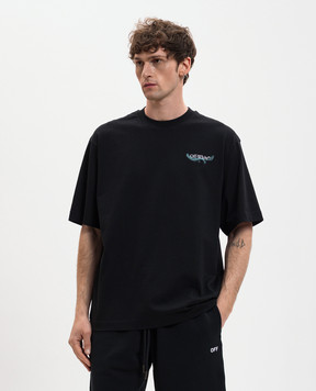 Off-White Чорна футболка з брендовим принтом 44MAA120S26J00E