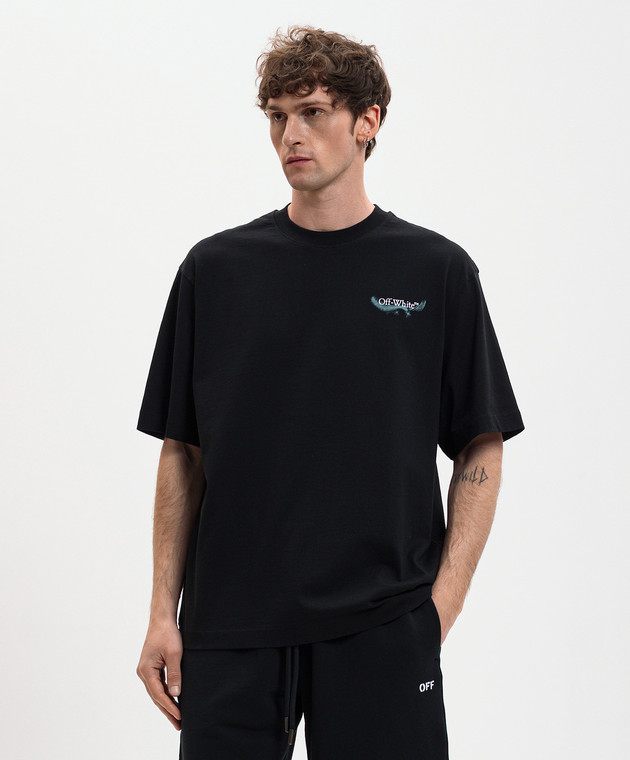 Off-White Чорна футболка з брендовим принтом 44MAA120S26J00E зображення 3