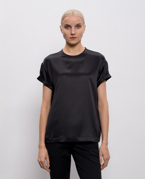 Brunello Cucinelli Черный топ из шелка M0C59DE310