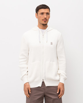 Brunello Cucinelli Біла спортивна куртка з вишивкою емблеми M29200416G