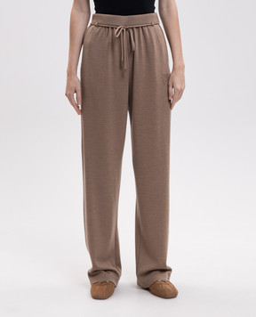 Max Mara Коричневые спортивные штаны FELTRE из шерсти MXMFELTRE