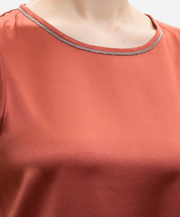 Peserico Терракотовый топ из шелка A08893D02372 изображение 4