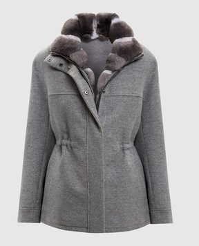 Fabio Gavazzi Сіра парка з кашеміру з хутром шиншили та норки FG2001PIVR