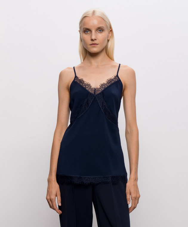 Twinset Синяя майка с кружевом 262AP2454 изображение 3