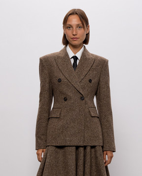 Brunello Cucinelli Коричневый двубортный жакет с шерстью MD0027246