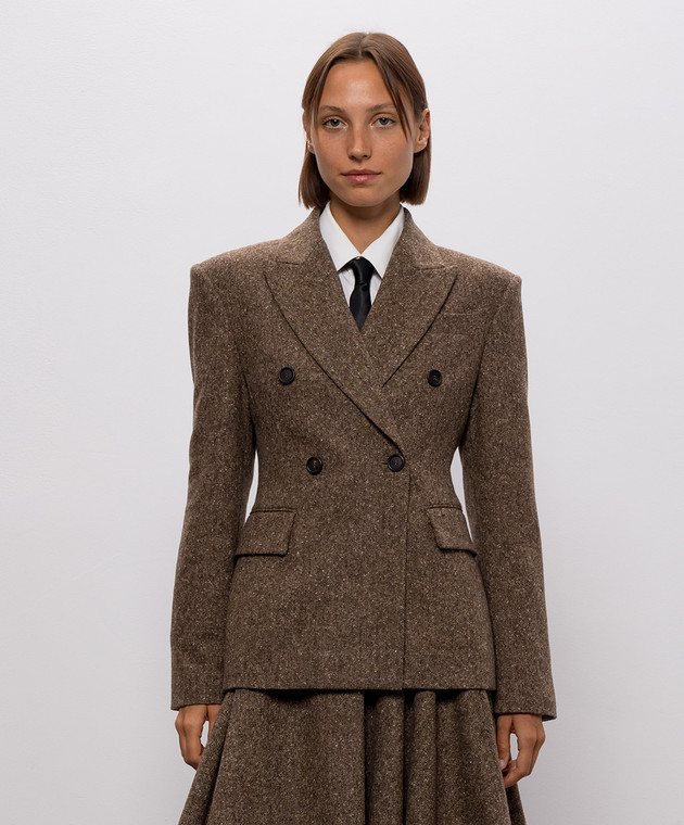 Brunello Cucinelli Коричневий двобортний жакет з вовною MD0027246 зображення 3