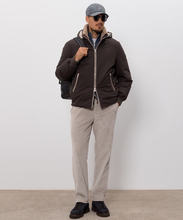 Brunello Cucinelli Серая меланжевая футболка с вышивкой надписи M0B138518 изображение 2