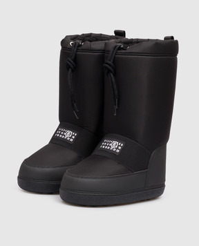 Maison Margiela MM6 Дитячі чорні комбіновані чоботи з нашивкою 839503639