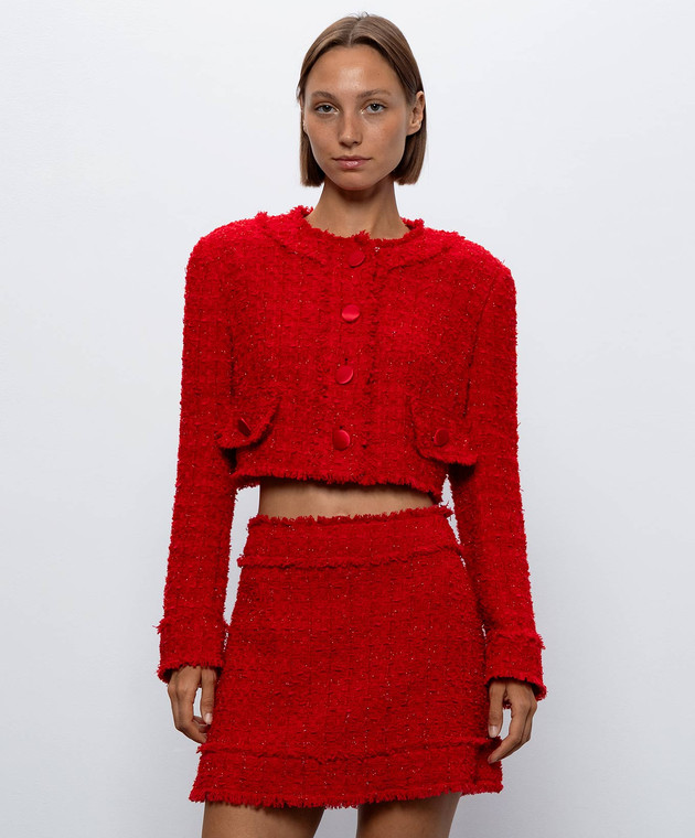 Dolce&Gabbana Красный укороченный твидовый жакет F27JCTHJMRM изображение 3