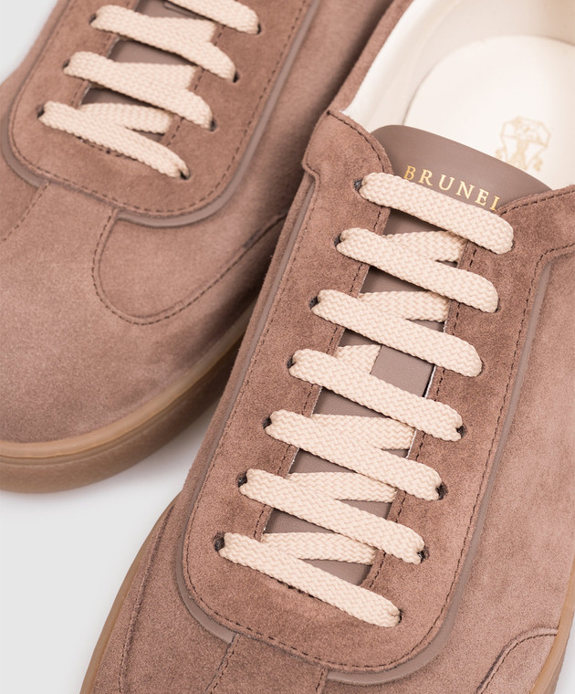Brunello Cucinelli Коричневые замшевые кроссовки MZUMGLJ336 изображение 5