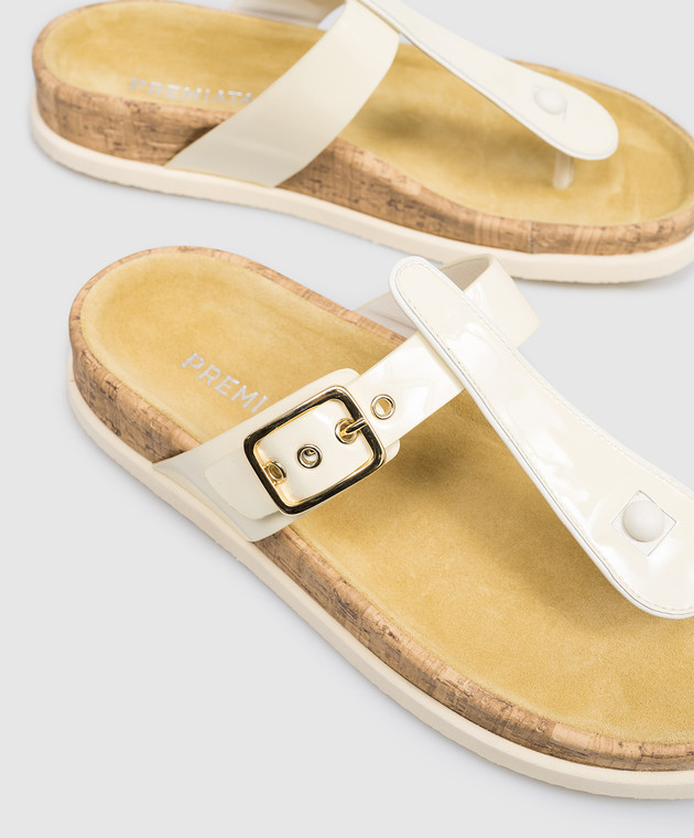 Premiata Жовті шкіряні лаковані шльопанці M7391 зображення 5