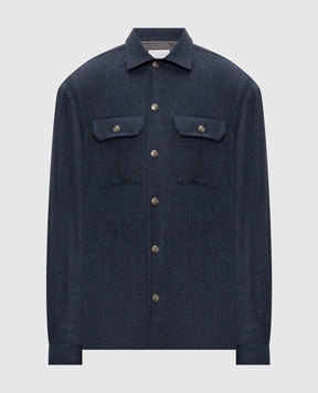Brunello Cucinelli Синяя рубашка из шерсти MY6660721
